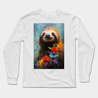 Sloth Portrait Painting Long Sleeve T-Shirt